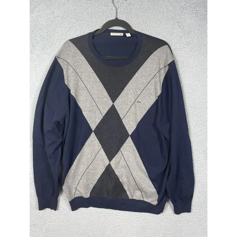 Lacoste Mens Size 7/XXL Blue Pullover Crewneck Sweater